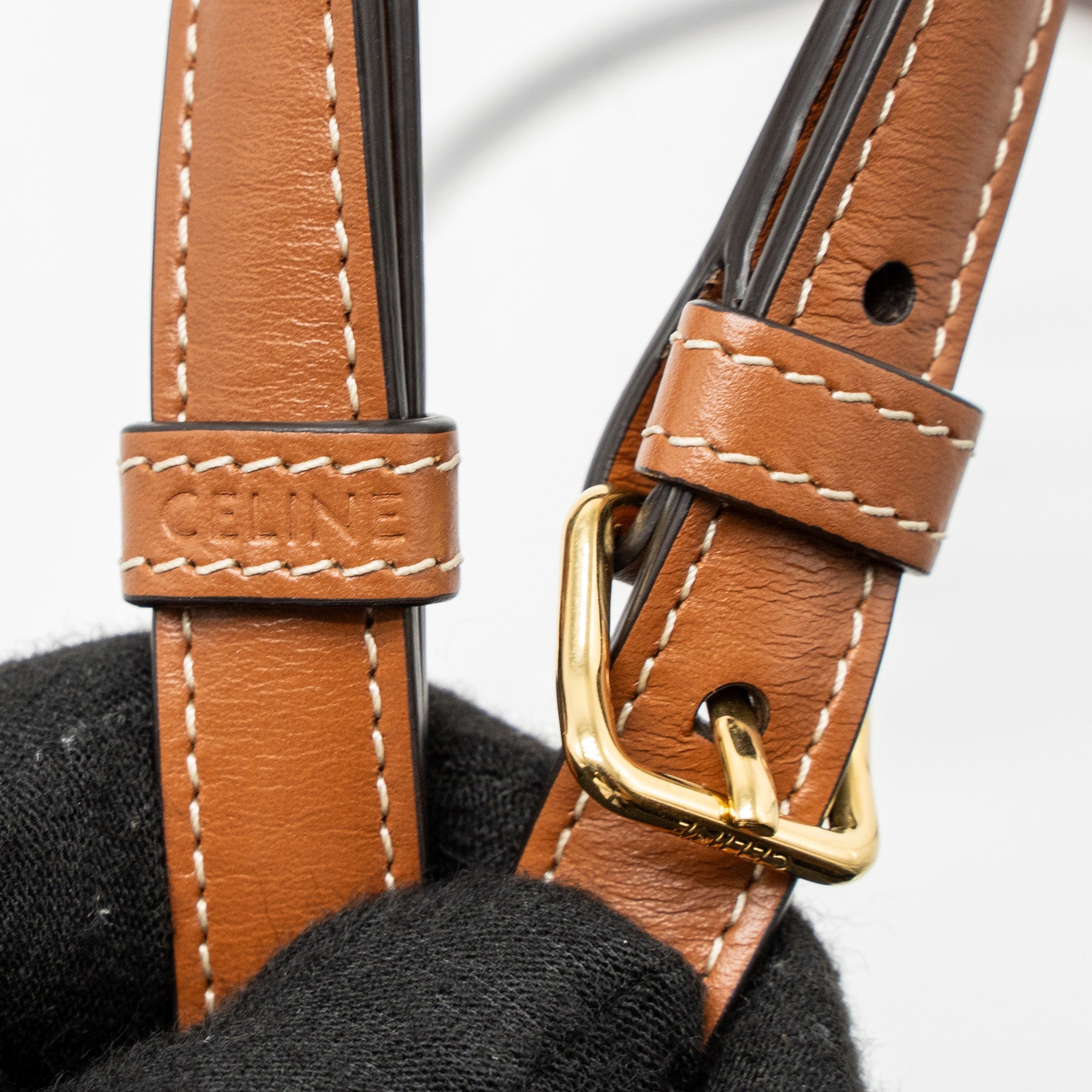 CELINE MINI BESACE IN TRIOMPHE CANVAS/CALFSKIN TAN GHW