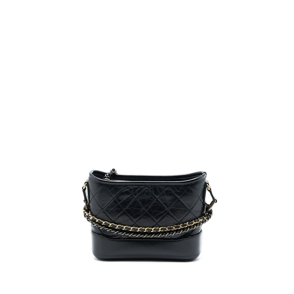 CHANEL SMALL GABRIELLE HOBO BAG CALFSKIN BLACK WITH MULTICOLOUR HARDWARE