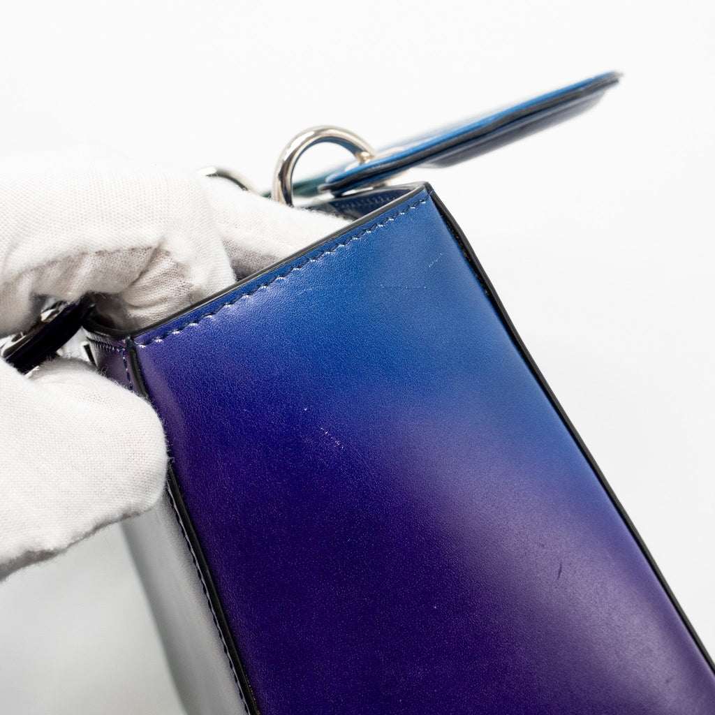 DIOR MEDIUM LADY DIOR BOX CALFSKIN GRADIENT BLUE/PURPLE/GREEN SHW