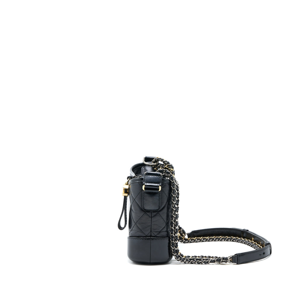 CHANEL SMALL GABRIELLE HOBO BAG CALFSKIN BLACK WITH MULTICOLOUR HARDWARE