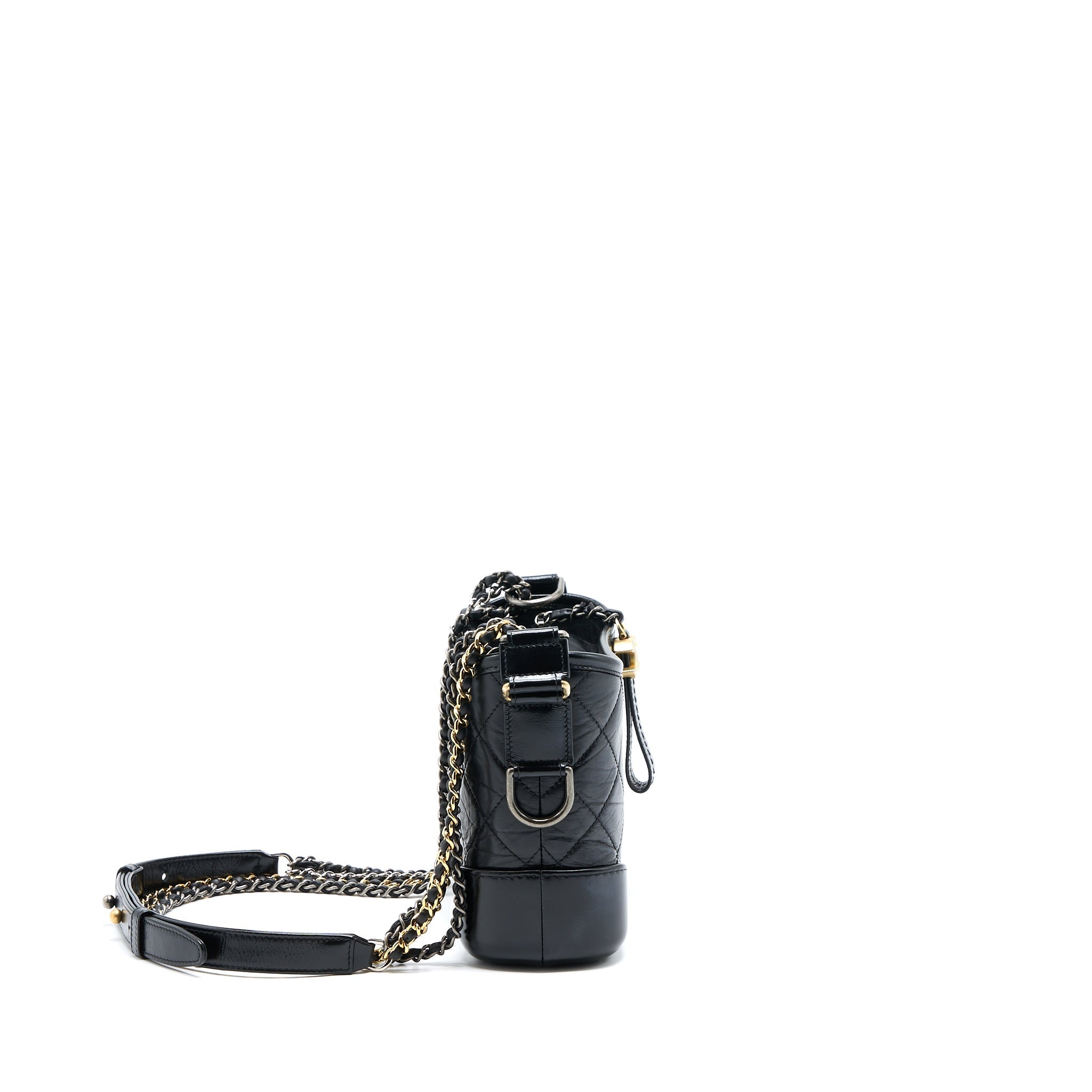 CHANEL SMALL GABRIELLE HOBO BAG CALFSKIN BLACK WITH MULTICOLOUR HARDWARE