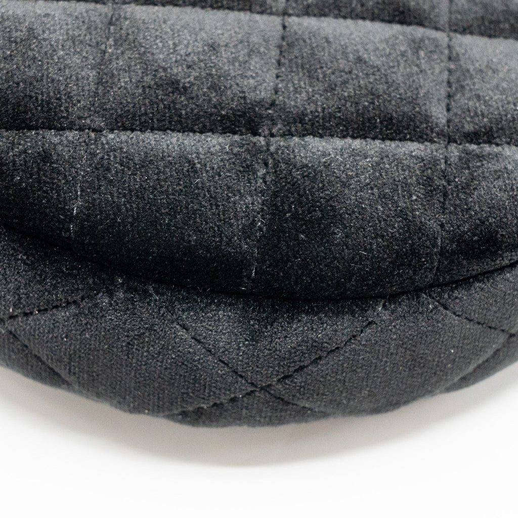 CHANEL QUILTED CRYSTAL MINI HOBO CROSSBODY BAG VELVET BLACK LGHW (MICROCHIP)