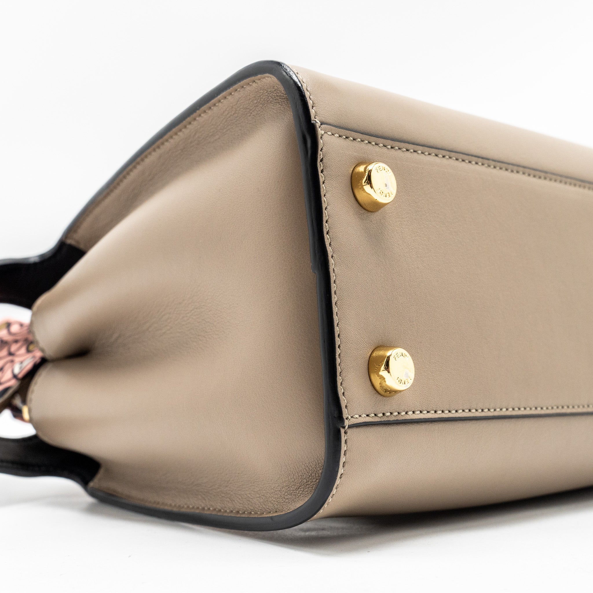 FENDI PEEKABOO HANDLE BAG CALFSKIN DOVE/BLACK GHW