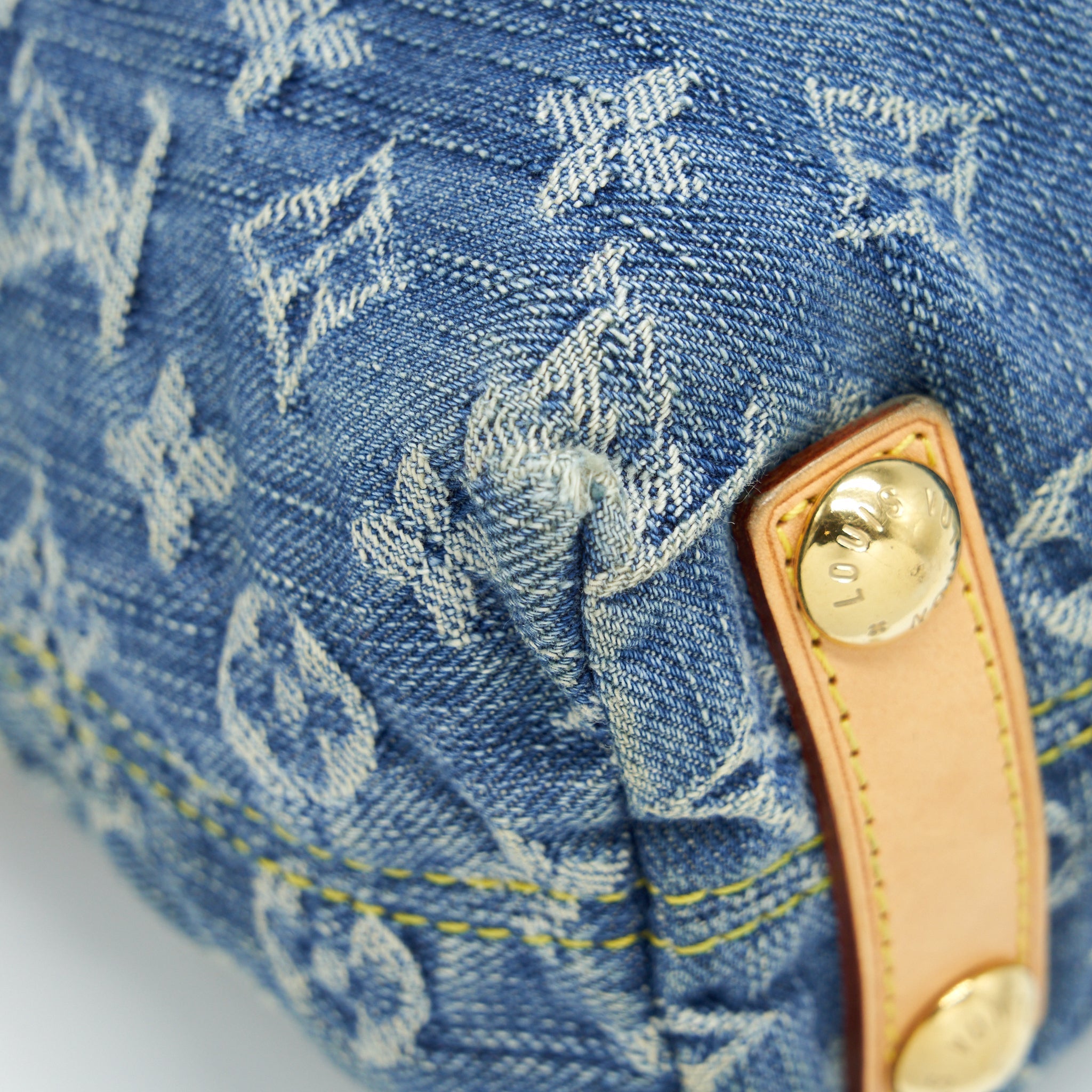 LOUIS VUITTON VINTAGE DENIM CROSSBODY BAG WITH AN EXTRA STRAP GHW