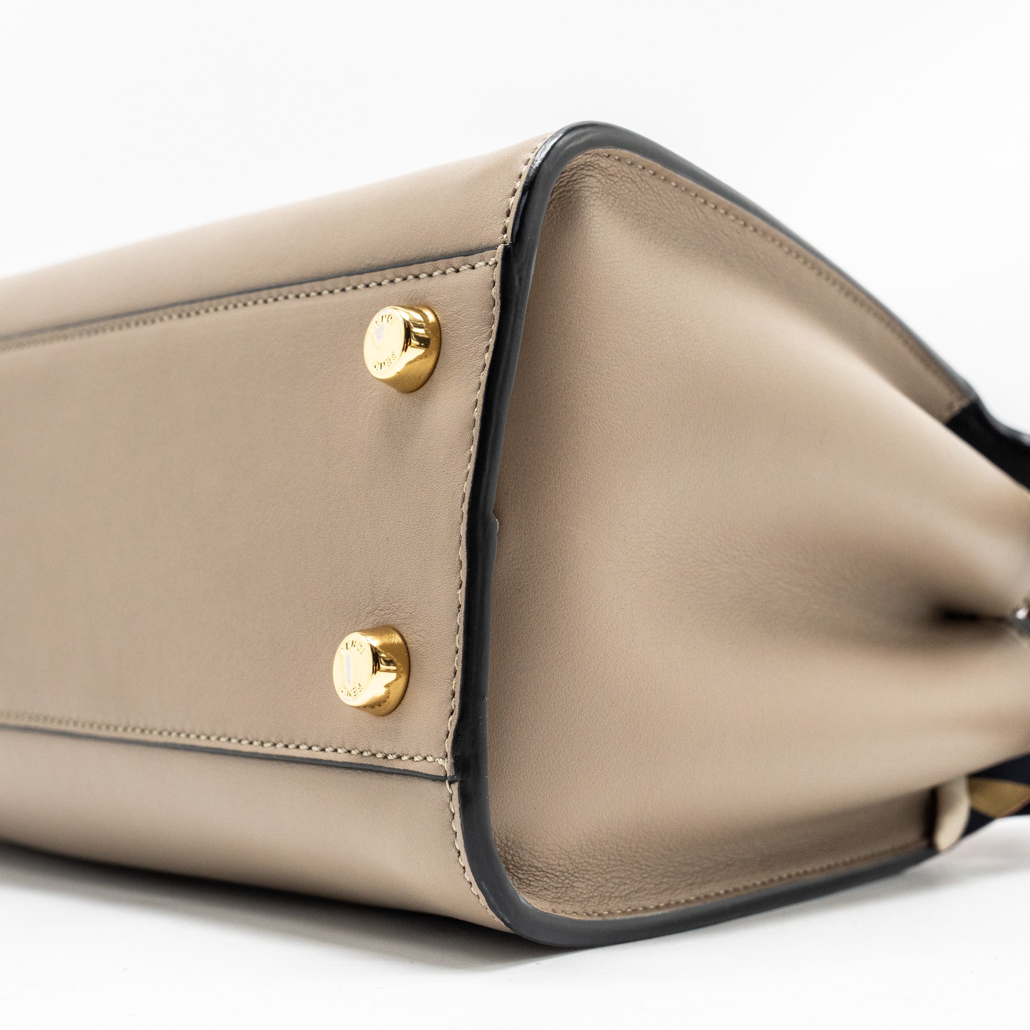 FENDI PEEKABOO HANDLE BAG CALFSKIN DOVE/BLACK GHW