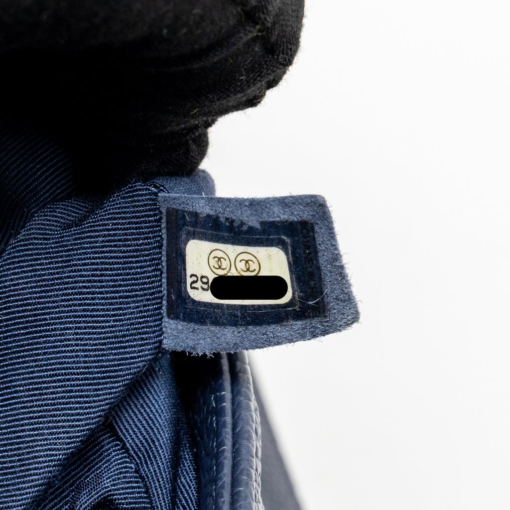 CHANEL MEDIUM BOY BAG CAVIAR NAVY LGHW