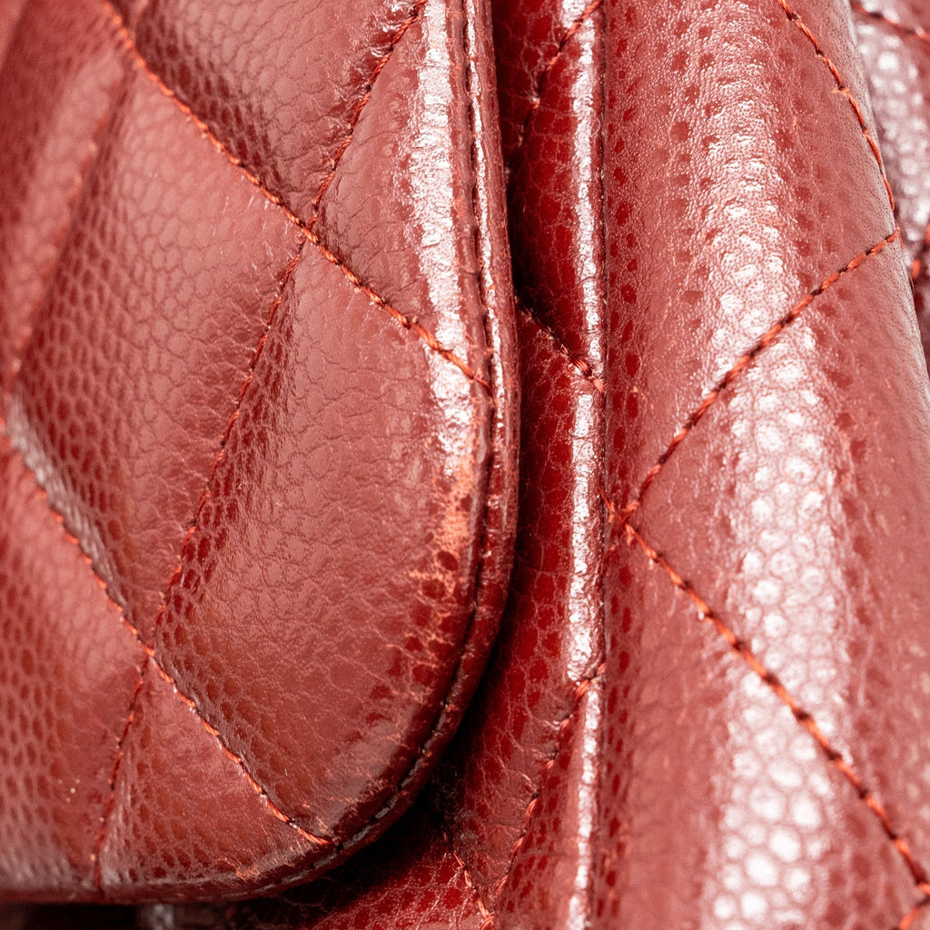 CHANEL CLASSIC JUMBO DOUBLE FLAP BAG CAVIAR DARK RED SHW