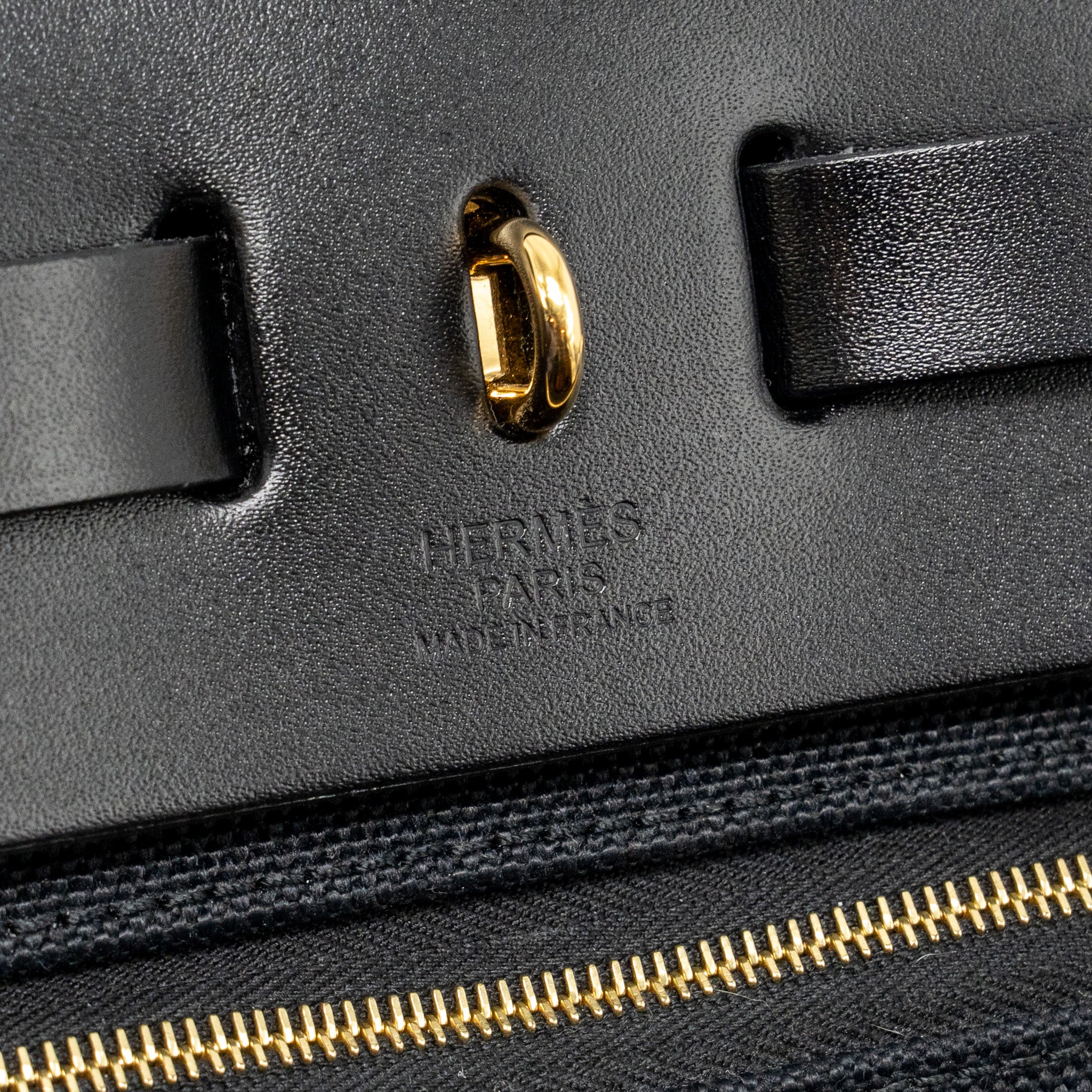 HERMES HERBAG 31 ZIP BAG CANVAS/ HUNTER LEATHER BLACK GHW