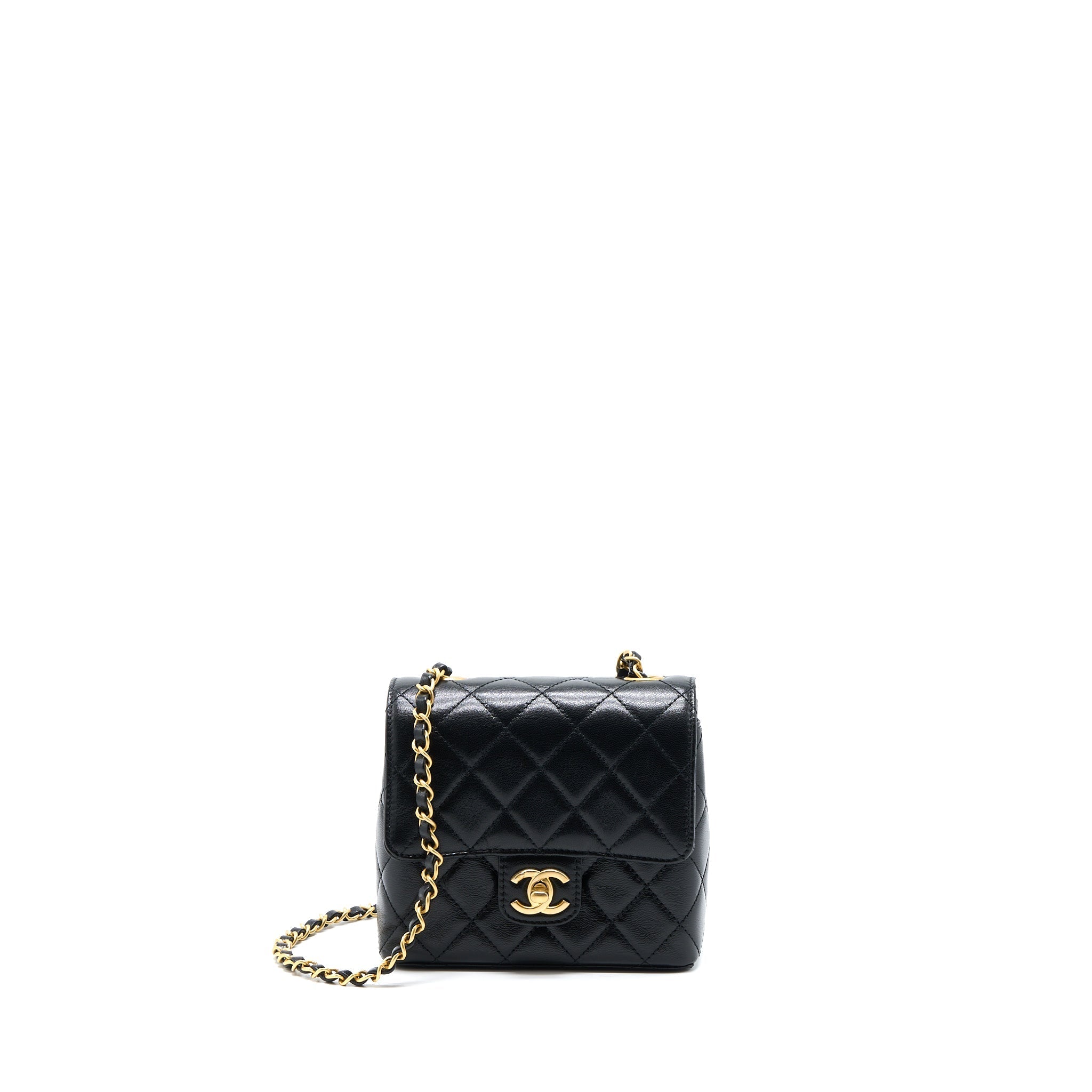 CHANEL 22K RETRO CLASSIC NEW SQUARE MINI FLAP BAG GOATSKIN BLACK GHW (MICROCHIP)