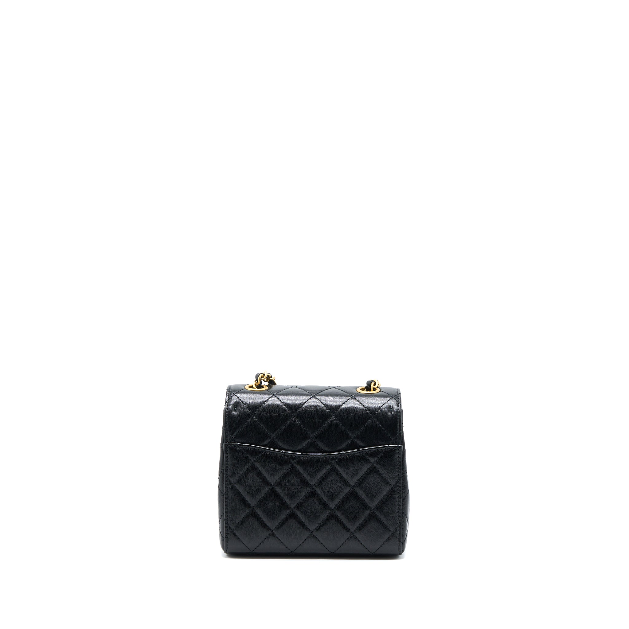 CHANEL 22K RETRO CLASSIC NEW SQUARE MINI FLAP BAG GOATSKIN BLACK GHW (MICROCHIP)