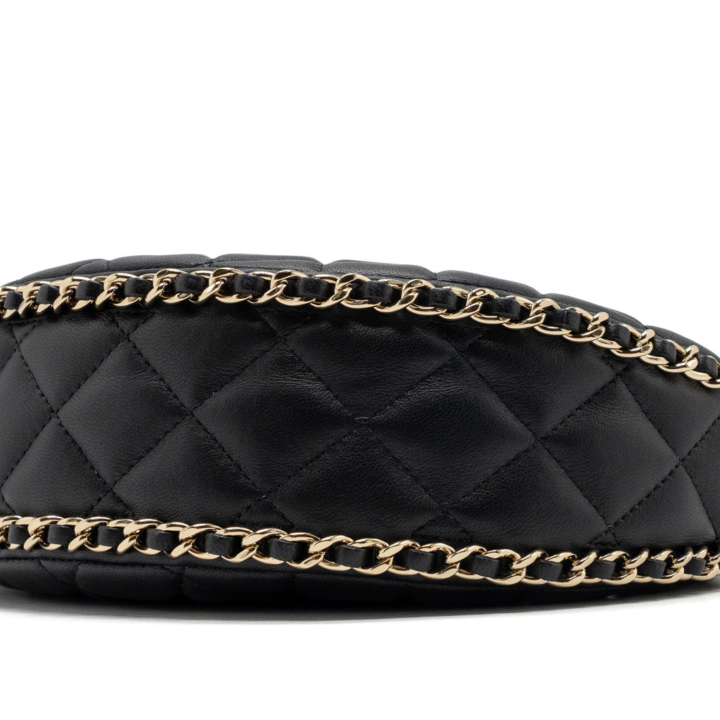 CHANEL SMALL MOON HOBO BAG LAMBSKIN BLACK LGHW (MICROCHIP)