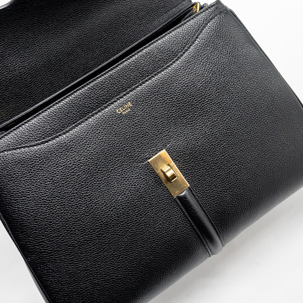 CELINE 16 BAG GRAINED CALFSKIN BLACK GHW