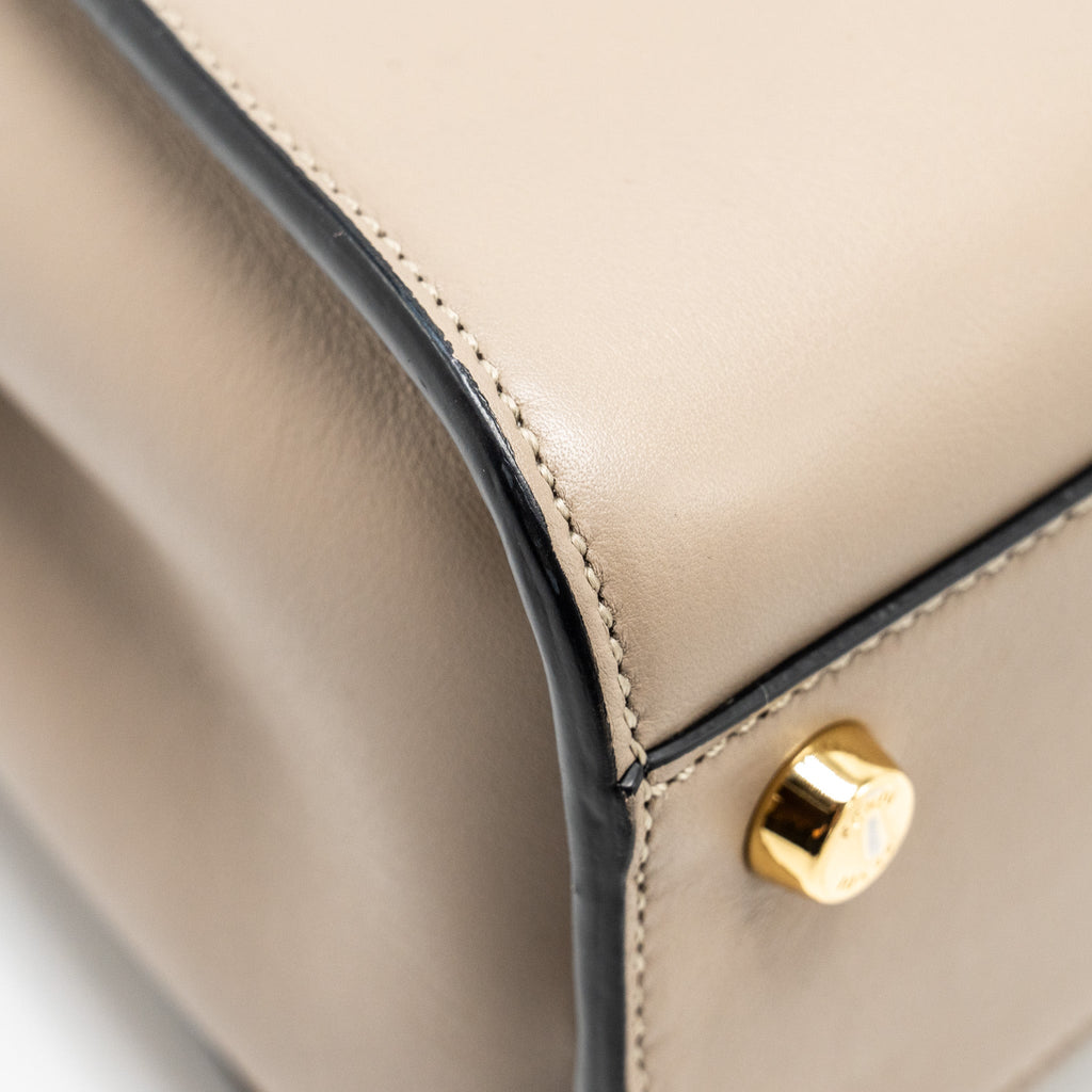 FENDI PEEKABOO HANDLE BAG CALFSKIN DOVE/BLACK GHW