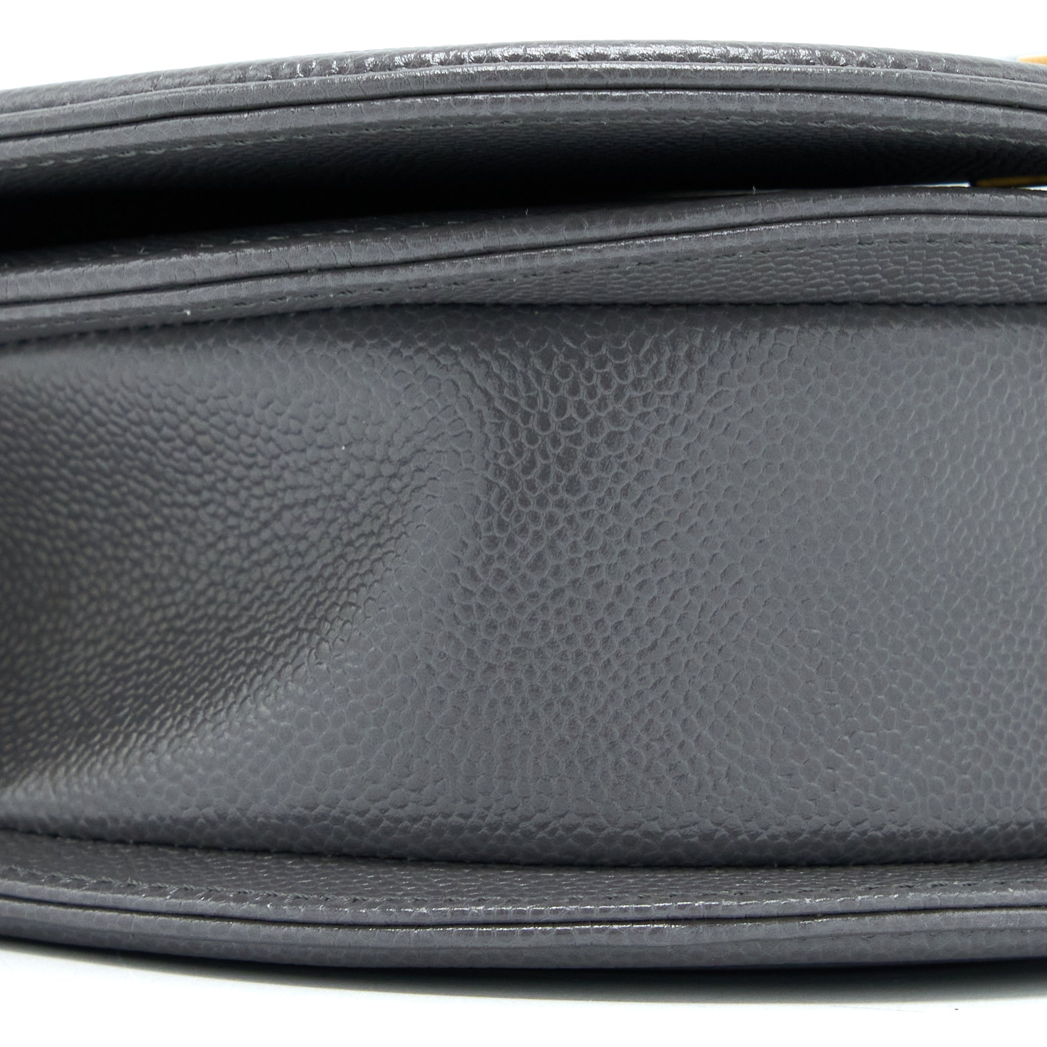 CHANEL 22A BOY MESSENGER BAG CAVIAR GREY GHW (MICROCHIP)