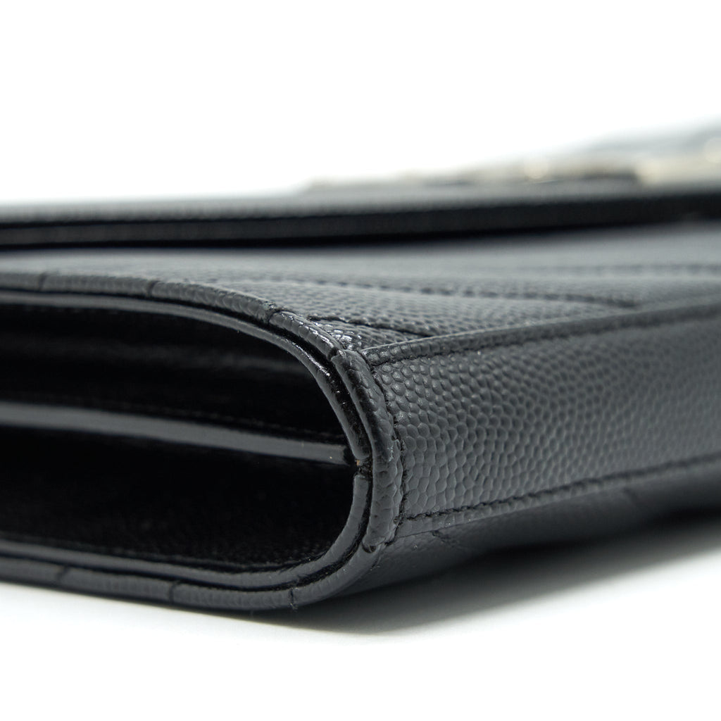 SAINT LAURENT ENVELOPE MONOGRAM WALLET ON CHAIN IN SHW
