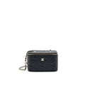 CHANEL CAMELLIA LONG VANITY WITH CHAINS LAMBSKIN BLACK LGHW