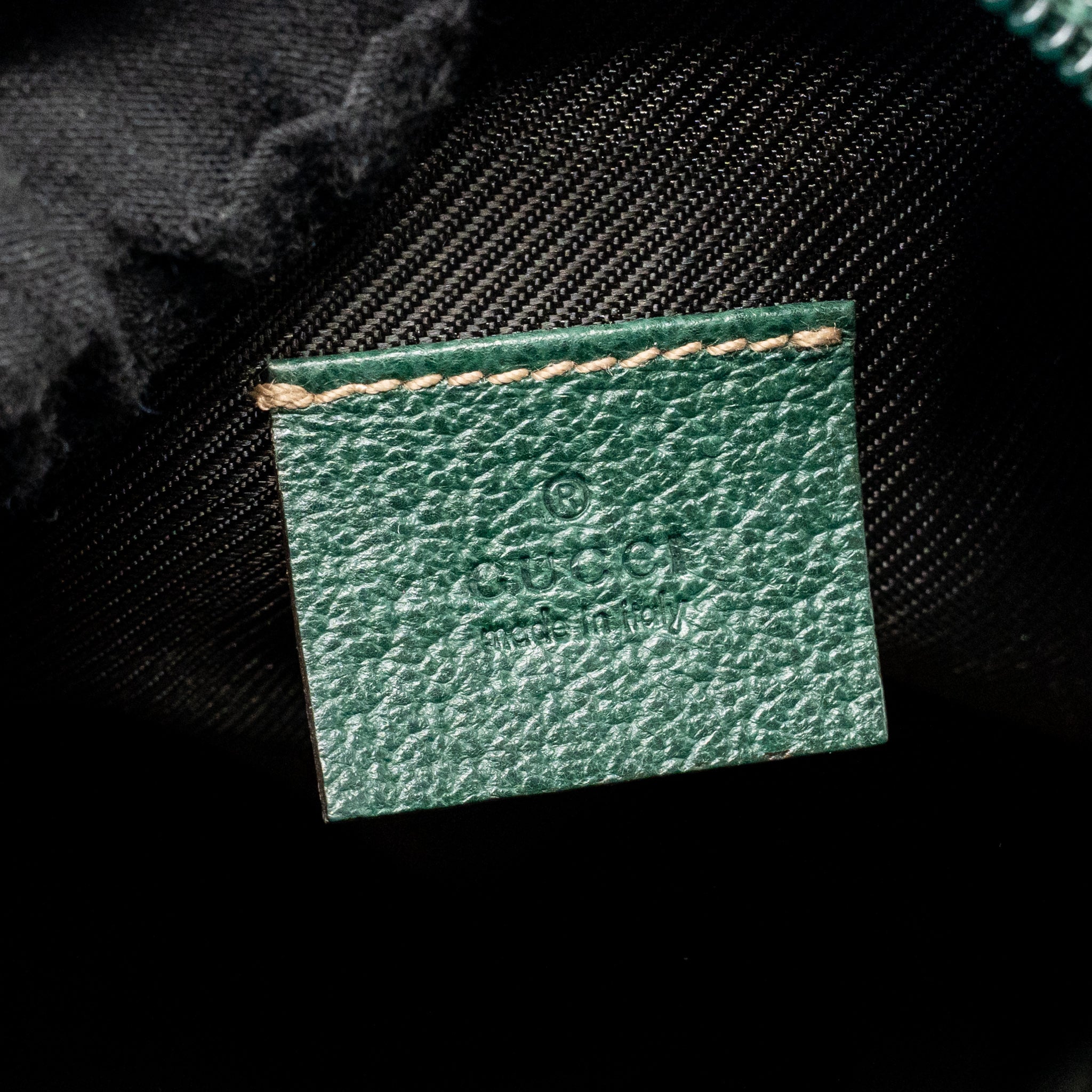 GUCCI BALTHUS TOFU HANDBAG GG CANVAS/ LEATHER BEIGE/ DARK GREEN
