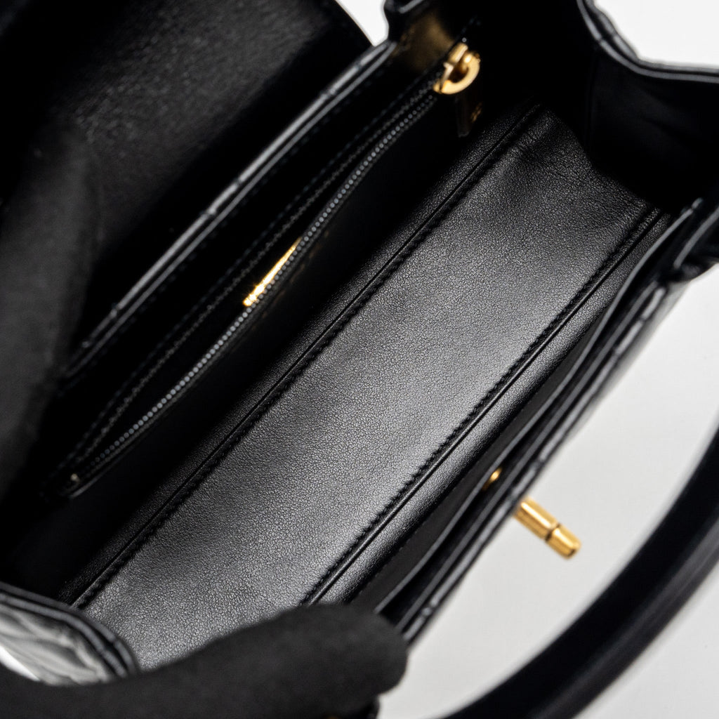 CHANEL 23K MINI SHOPPING TOTE KELLY BAG CALFSKIN BLACK GHW (MICROCHIP)