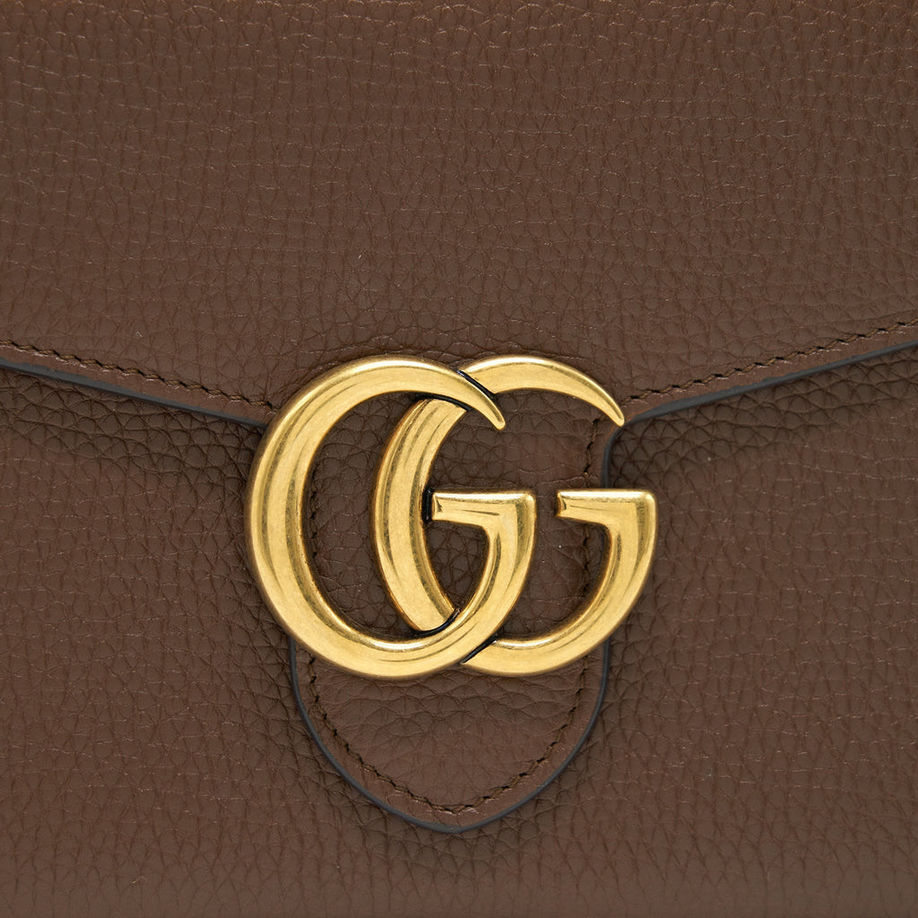 GUCCI GG MARMONT CHAIN WALLETS BROWN
