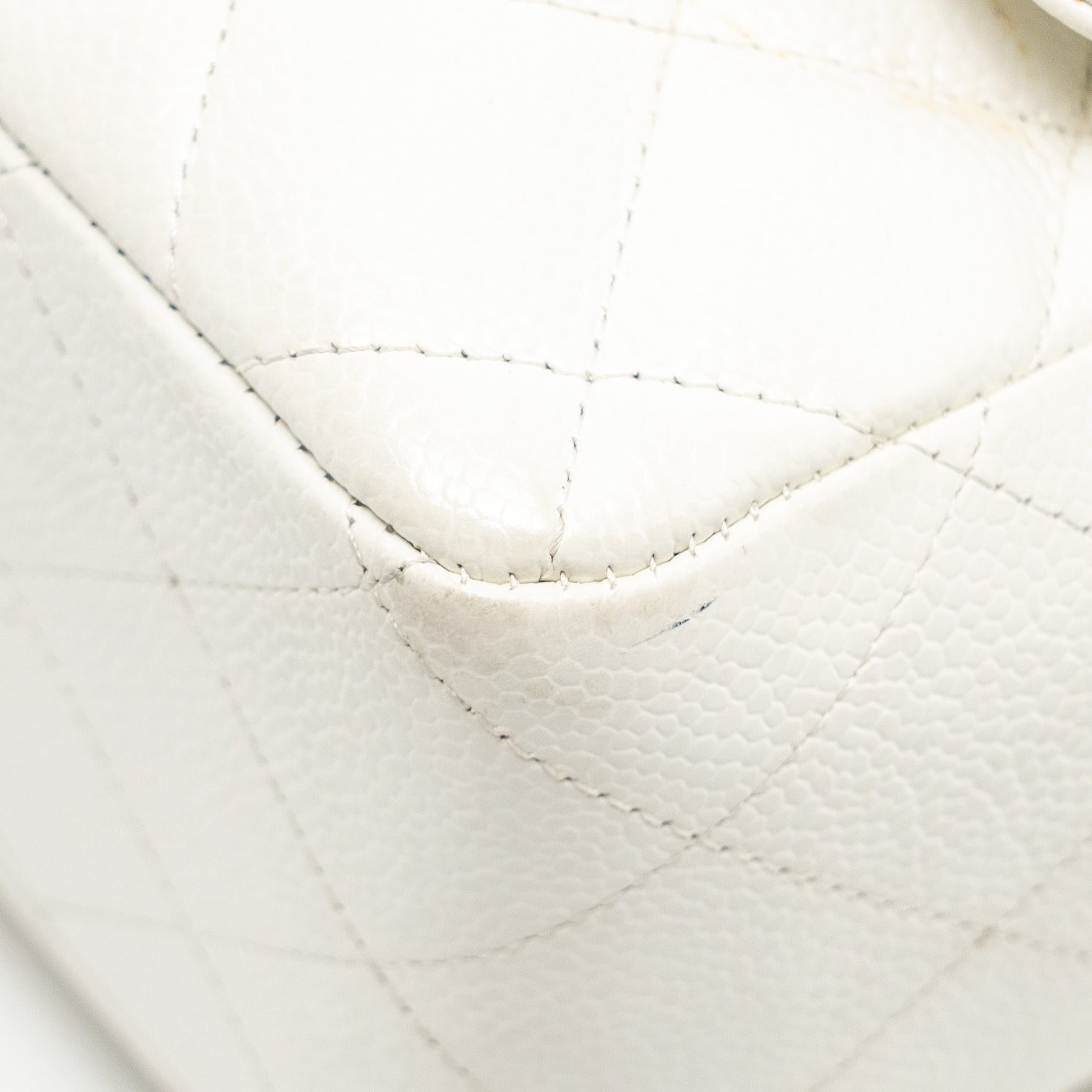 CHANEL JUMBO CLASSIC SINGLE FLAP BAG CAVIAR WHITE SHW