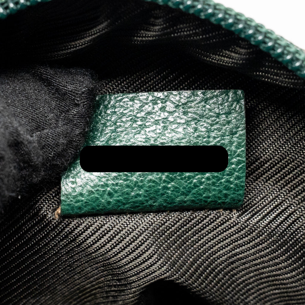 GUCCI BALTHUS TOFU HANDBAG GG CANVAS/ LEATHER BEIGE/ DARK GREEN