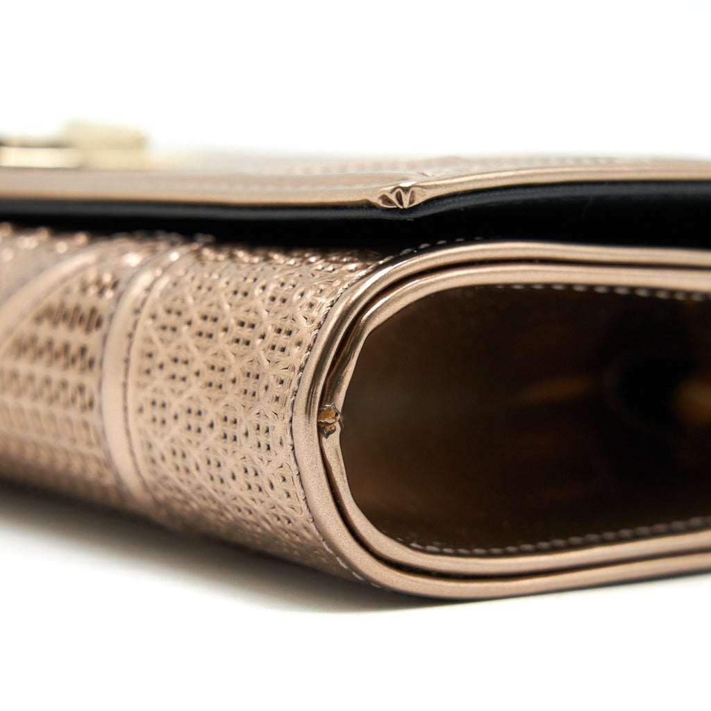DIOR DIORAMA METALLIC PINK WALLET WITH CHAIN