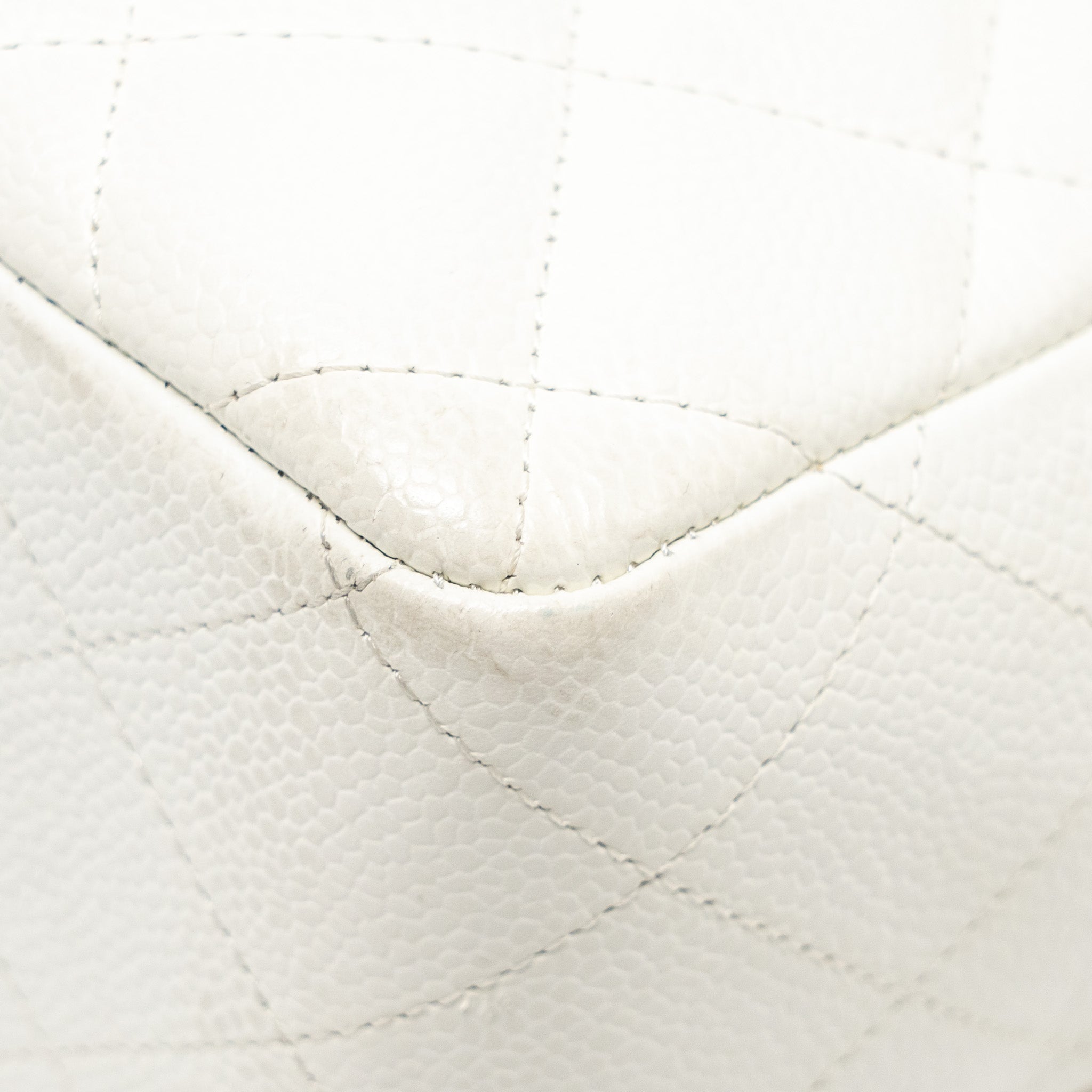 CHANEL JUMBO CLASSIC SINGLE FLAP BAG CAVIAR WHITE SHW