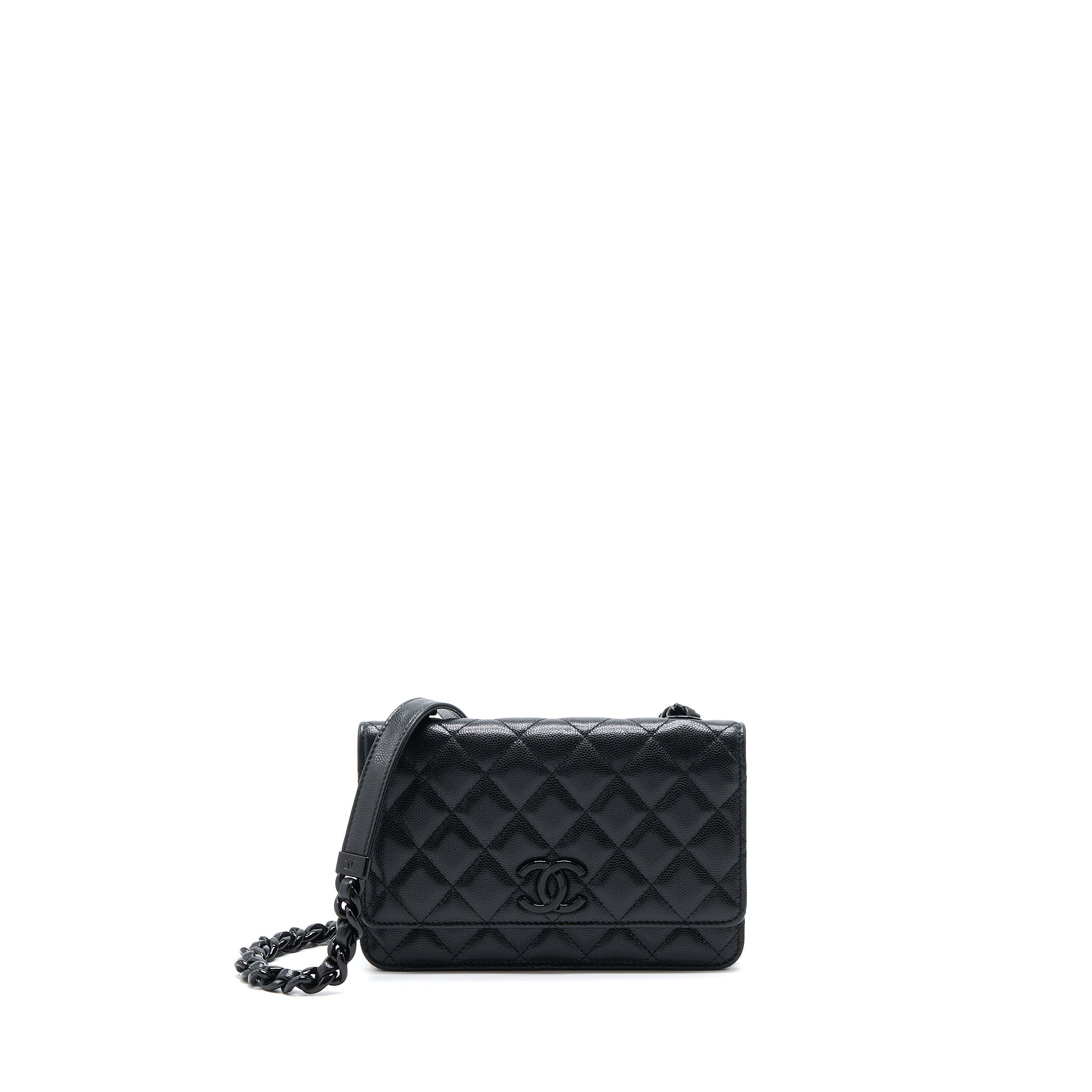 CHANEL QUILTED WALLET ON CHAIN CAVIAR SO BLACK