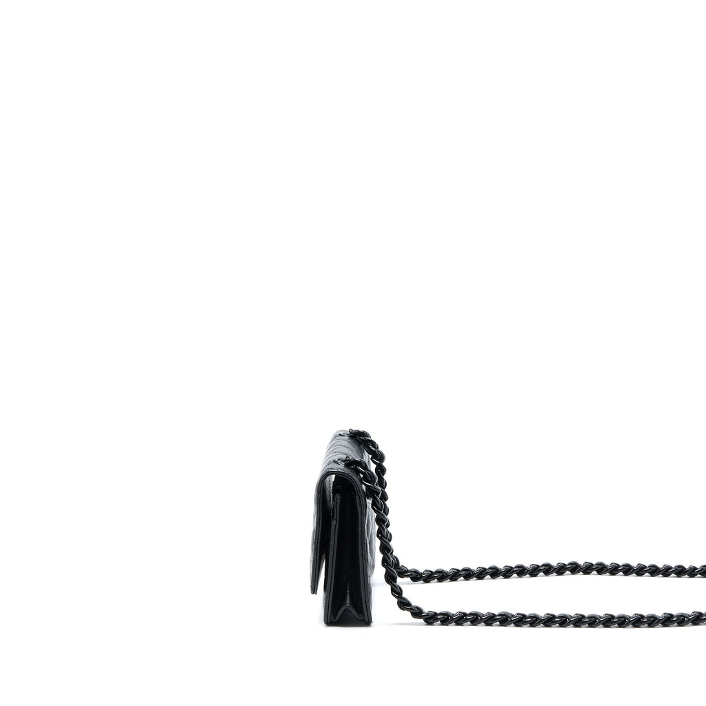 CHANEL QUILTED WALLET ON CHAIN CAVIAR SO BLACK