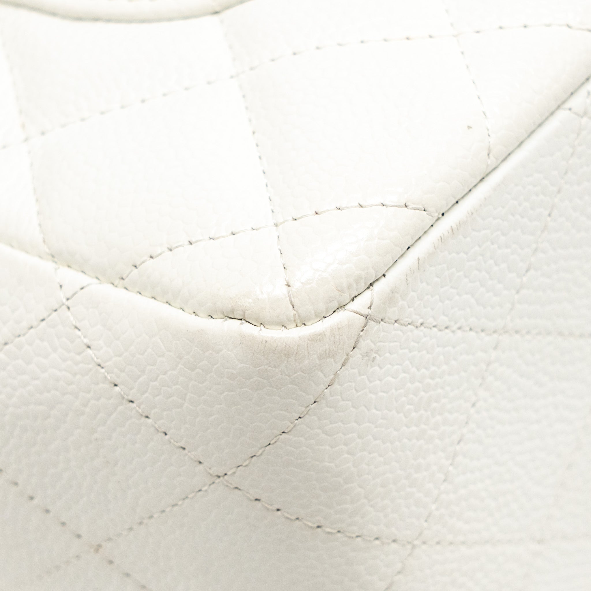 CHANEL JUMBO CLASSIC SINGLE FLAP BAG CAVIAR WHITE SHW