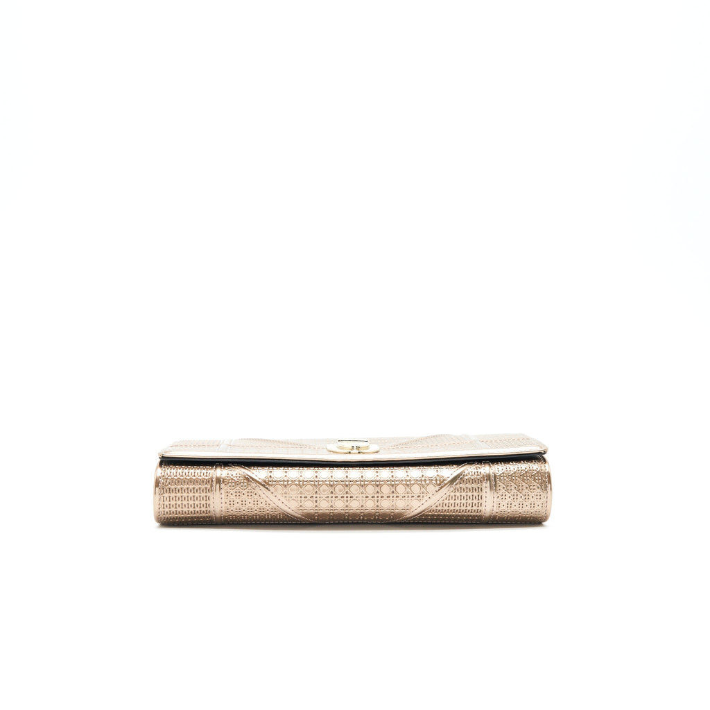 DIOR DIORAMA METALLIC PINK WALLET WITH CHAIN