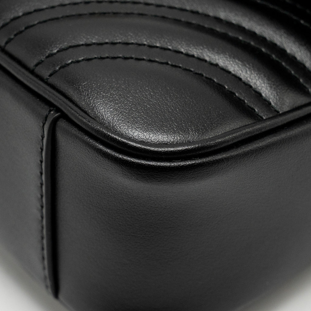 GUCCI MINI GG MARMONT SHOULDER BAG CALFSKIN BLACK GHW