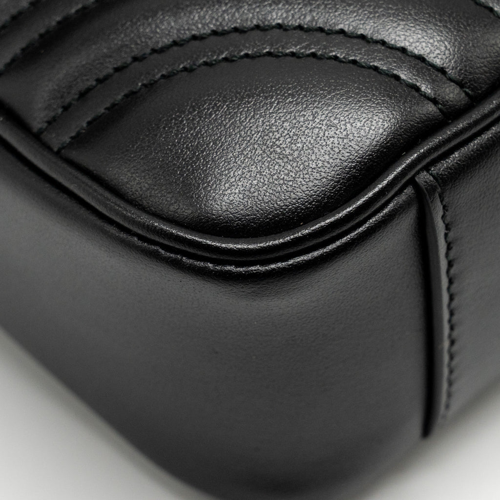 GUCCI MINI GG MARMONT SHOULDER BAG CALFSKIN BLACK GHW