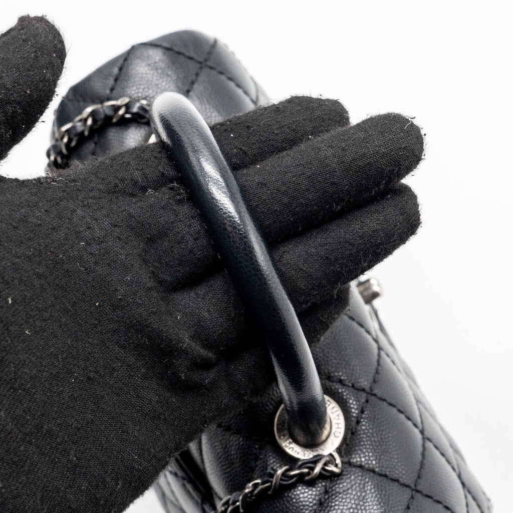 CHANEL SMALL COCO HANDLE CAVIAR BLACK RUTHENIUM HARDWARE
