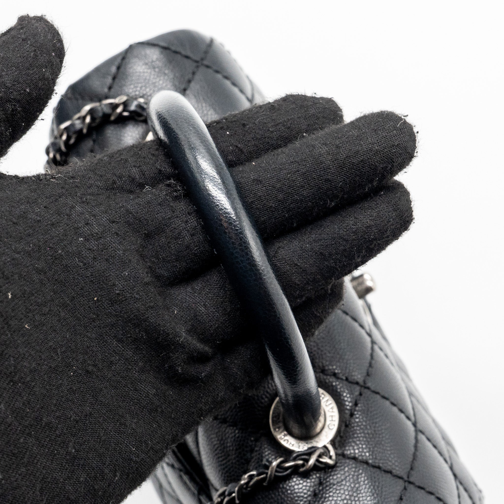 CHANEL SMALL COCO HANDLE CAVIAR BLACK RUTHENIUM HARDWARE
