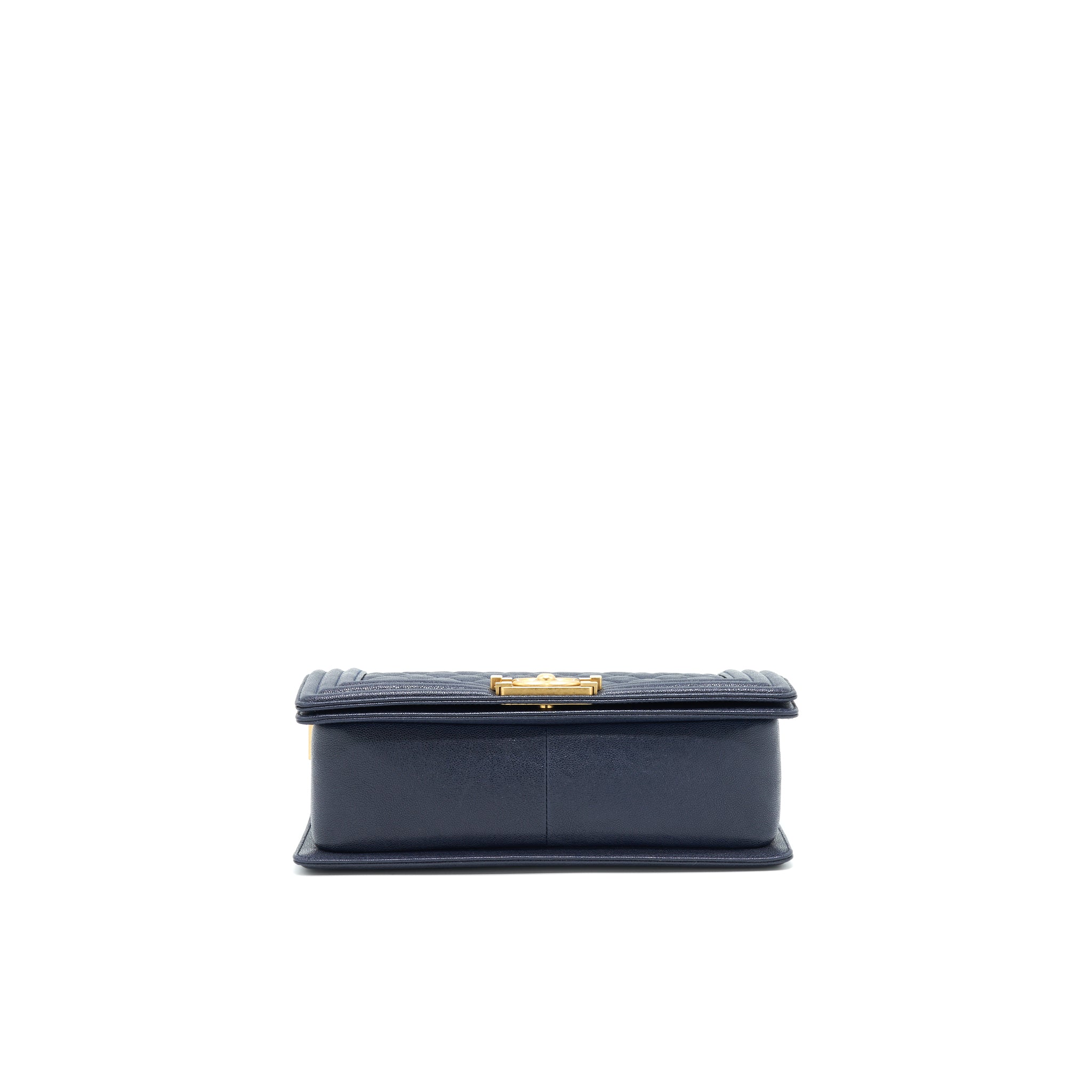 CHANEL MEDIUM BOY GRAINED NAVY CALFSKIN BRUSHED GHW