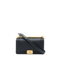 CHANEL MEDIUM BOY BAG LAMBSKIN BLACK BRUSHED GHW (MICROCHIP)