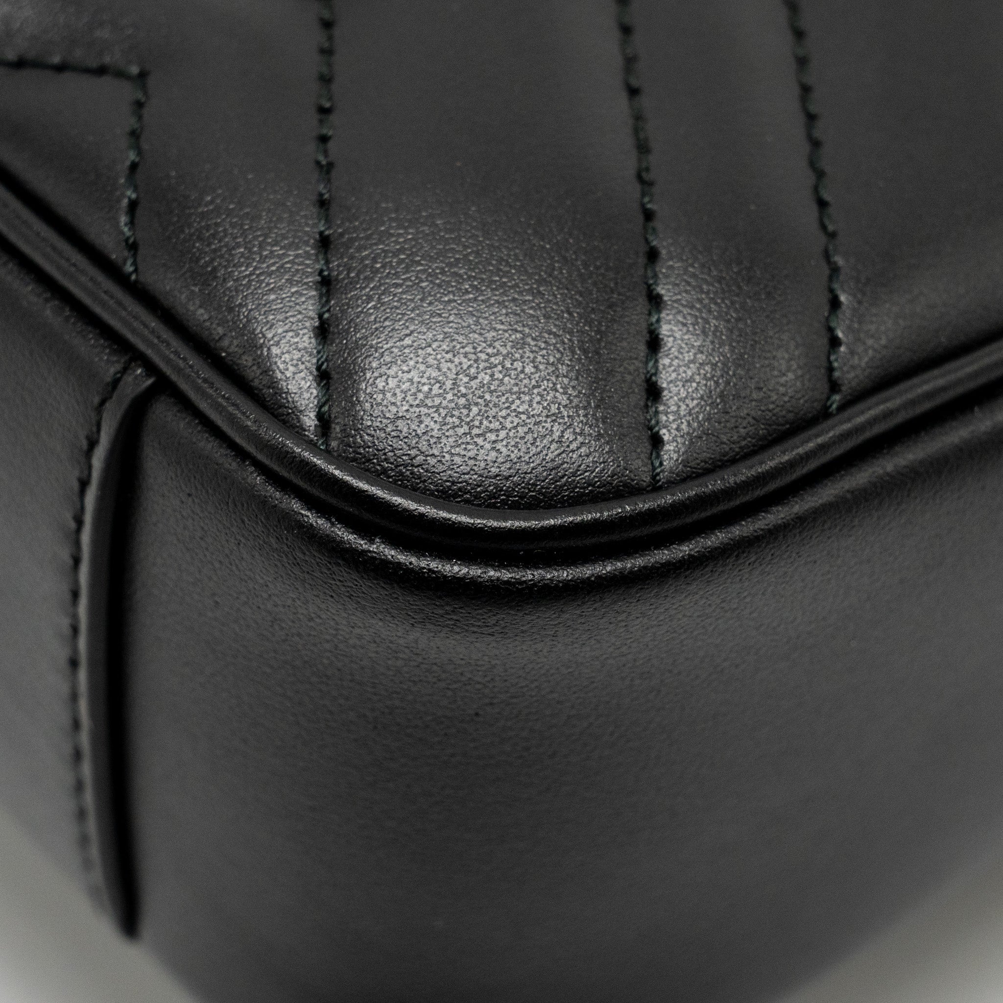GUCCI MINI GG MARMONT SHOULDER BAG CALFSKIN BLACK GHW