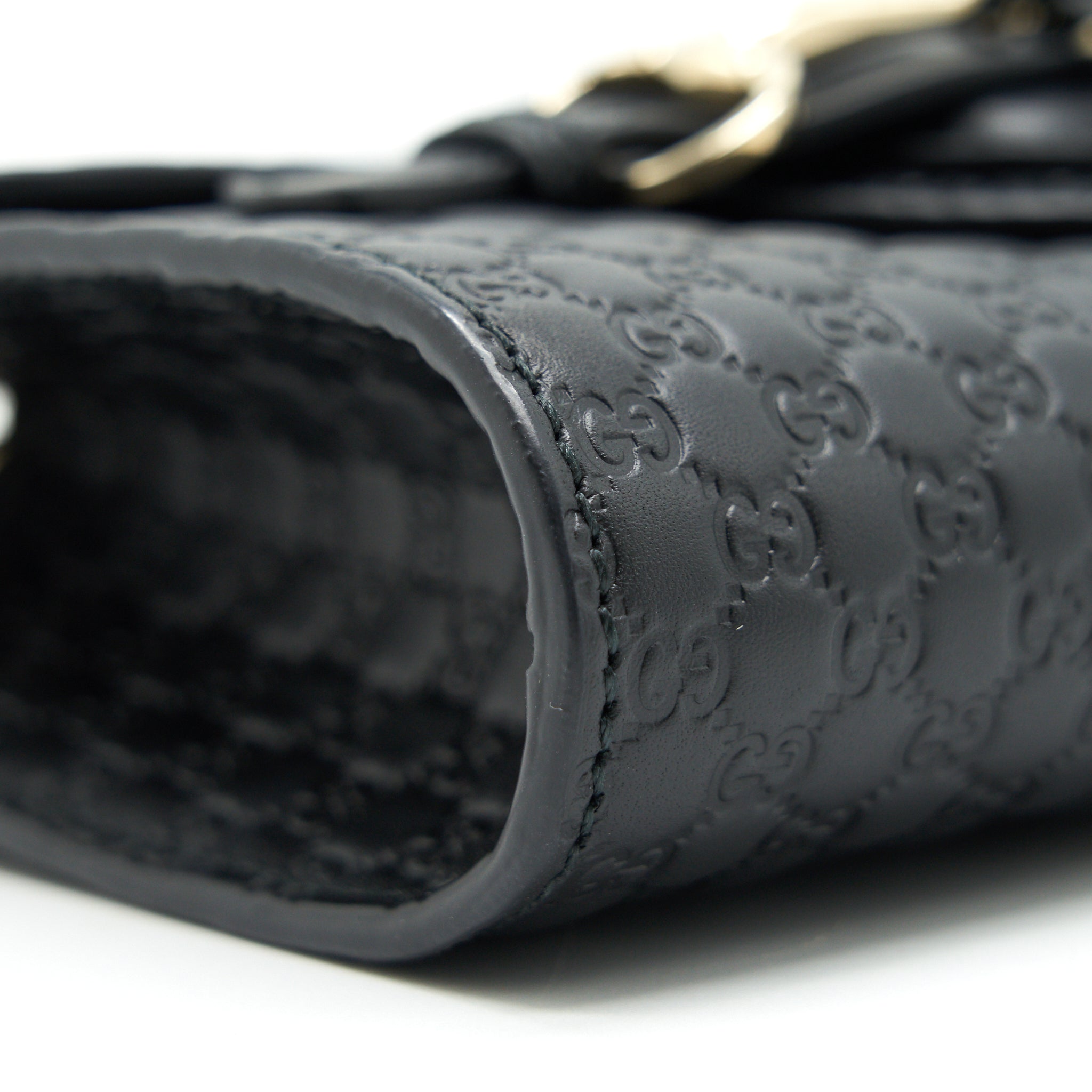 GUCCI EMILY GUCCISSIMA MINI LEATHER SHOULDER BAG BLACK