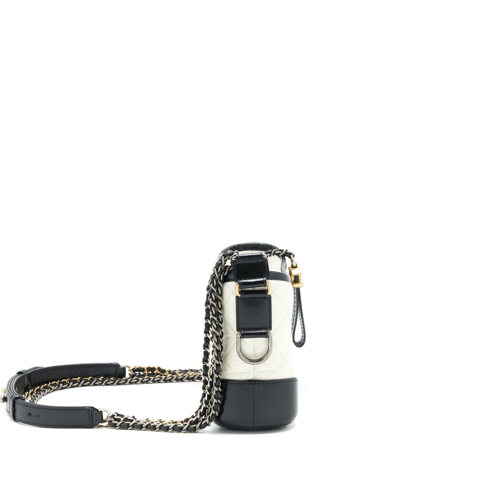 CHANEL SMALL GABRIELLE HOBO BAG WHITE/BLACK