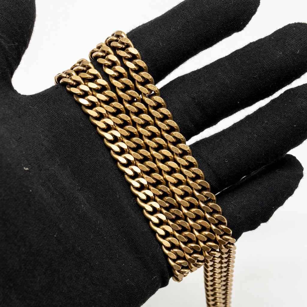 SAINT LAURENT/YSL CASSANDRA CHAIN WALLET GRAINED CALFSKIN CREAMY WHITE GHW