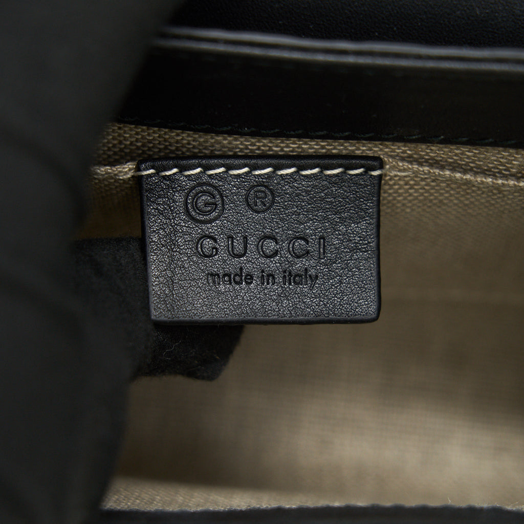 GUCCI EMILY GUCCISSIMA MINI LEATHER SHOULDER BAG BLACK