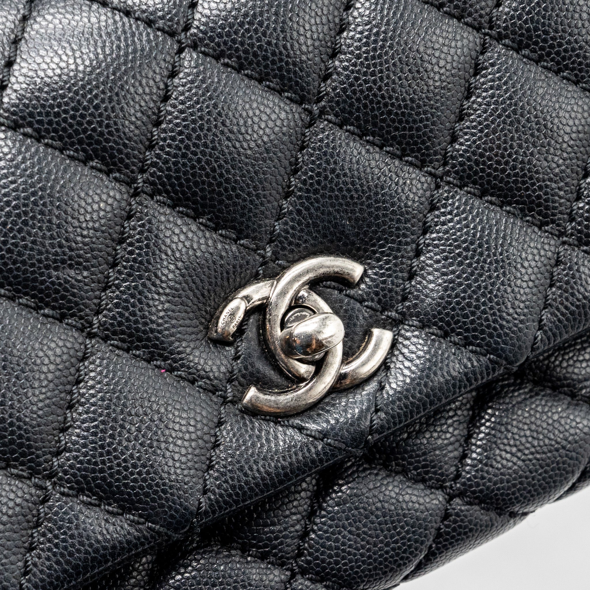 CHANEL SMALL COCO HANDLE CAVIAR BLACK RUTHENIUM HARDWARE