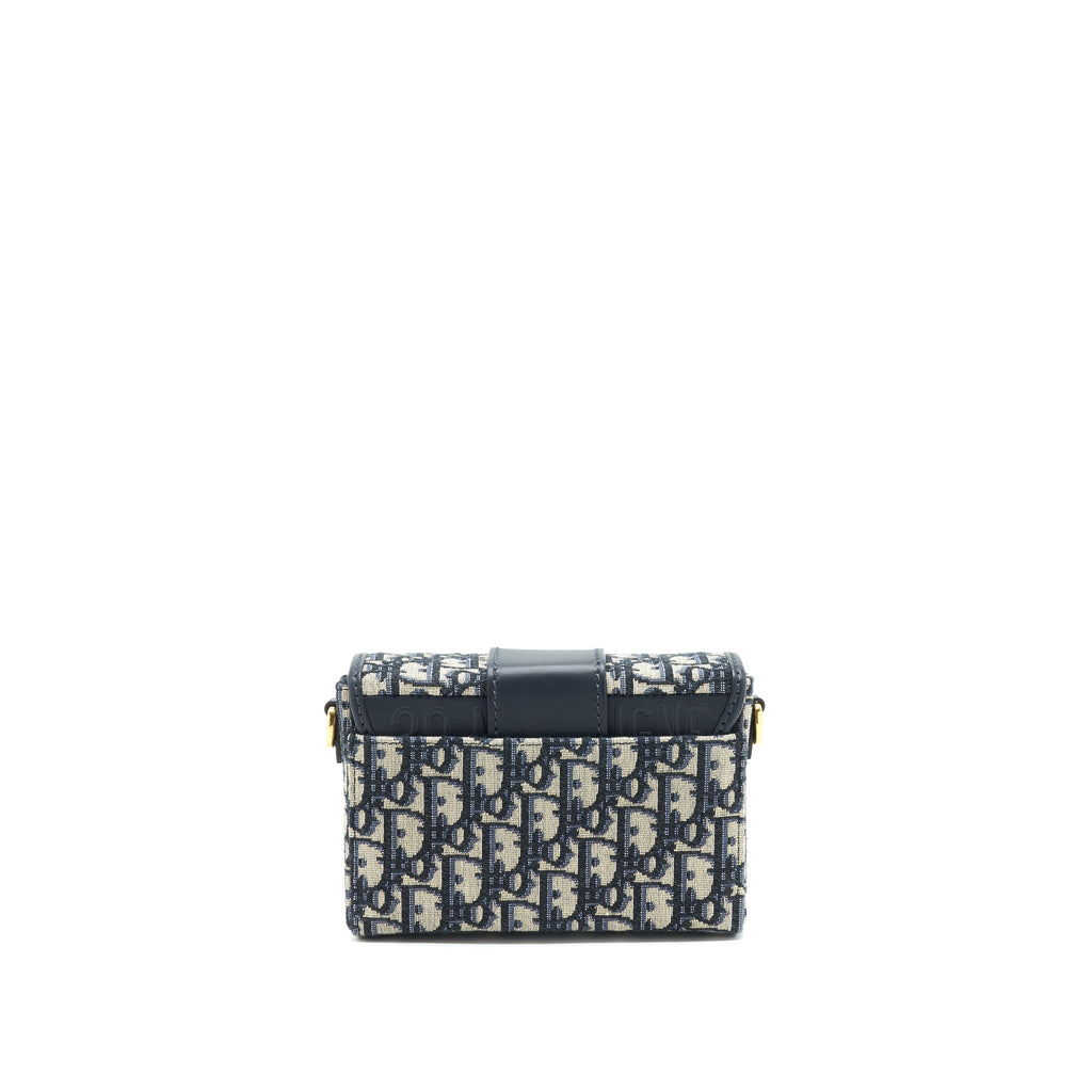 DIOR MONTAIGNE MINI BOX BAG BLUE OBLIQUE GHW