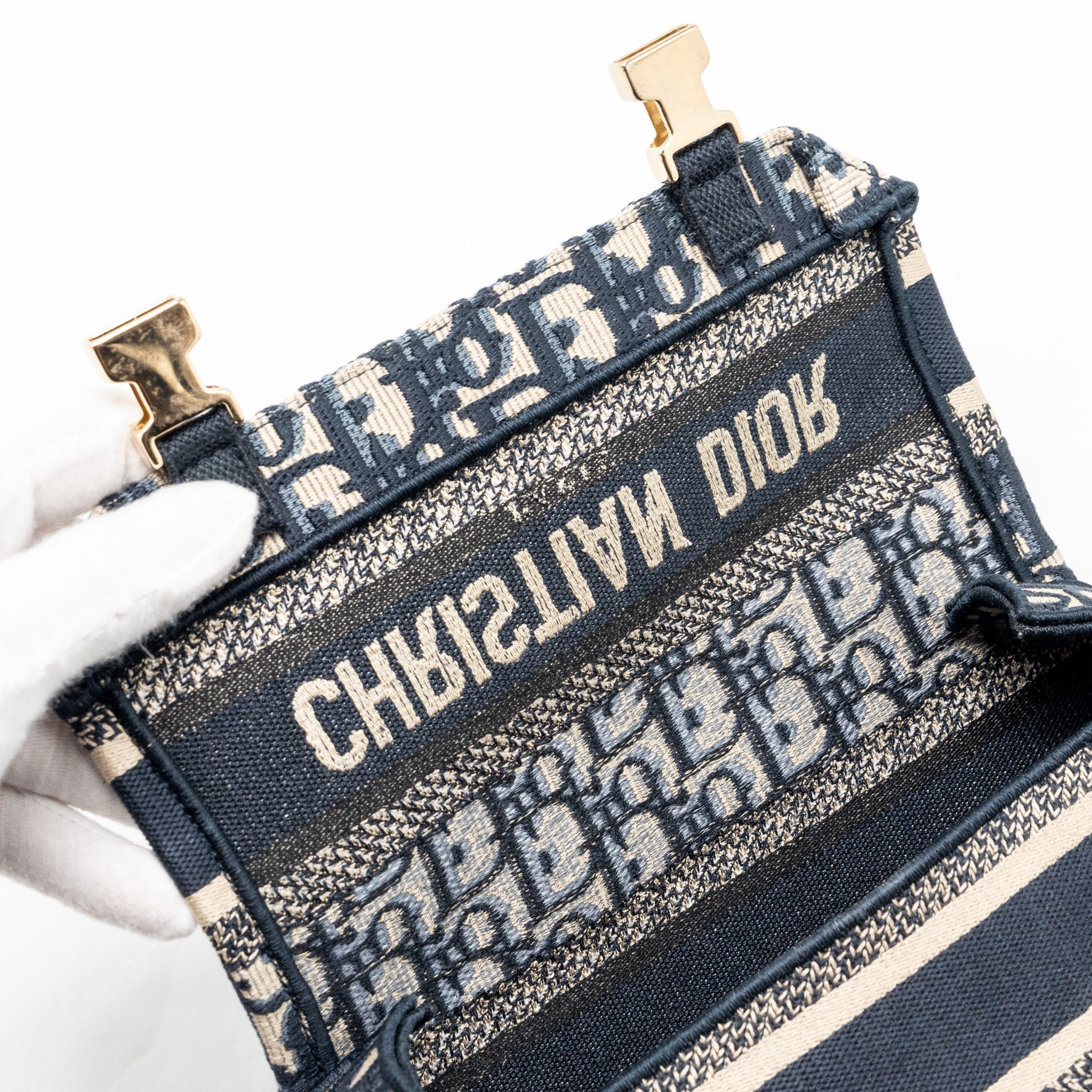 DIOR SMALL DIORCAMP BAG DIOR OBLIQUE EMBROIDERY CANVAS BLUE LGHW