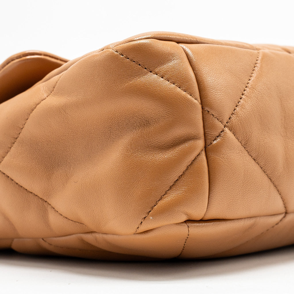 CHANEL LARGE 19 BAG 30CM LAMBSKIN CARAMEL MULTICOLOUR HARDWARE (MICROCHIP)
