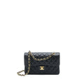 CHANEL SMALL CLASSIC DOUBLE FLAP BAG CAVIAR BLACK GHW (MICROCHIP)