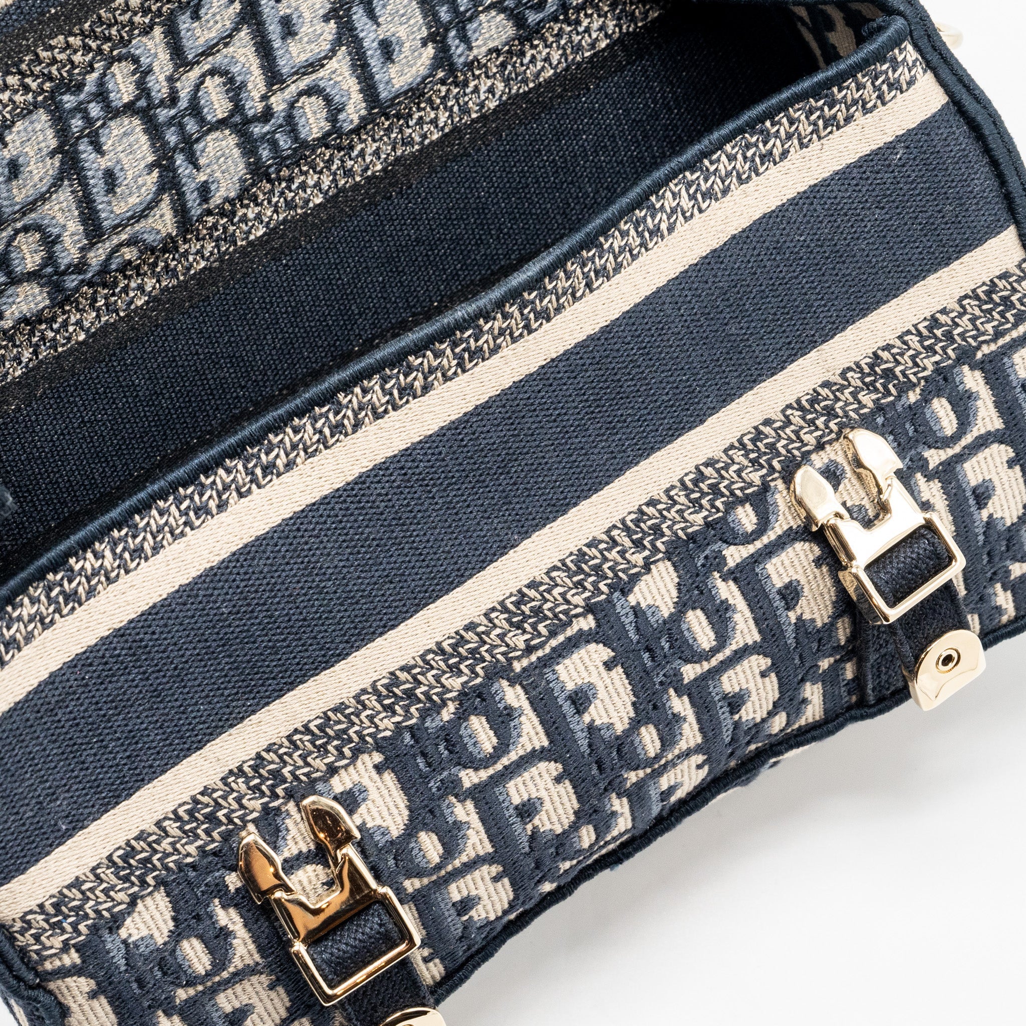 DIOR SMALL DIORCAMP BAG DIOR OBLIQUE EMBROIDERY CANVAS BLUE LGHW