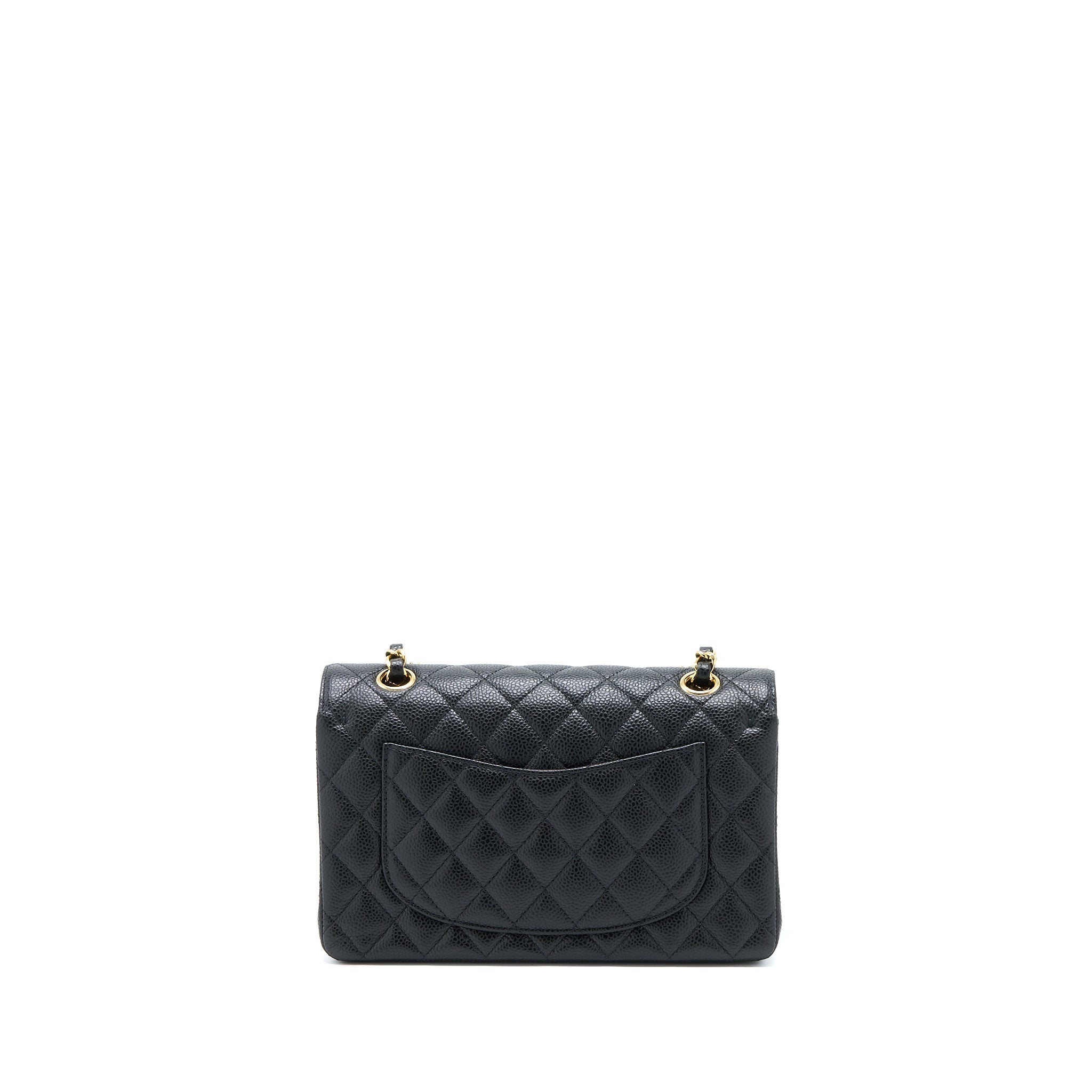 CHANEL SMALL CLASSIC DOUBLE FLAP BAG CAVIAR BLACK GHW (MICROCHIP)