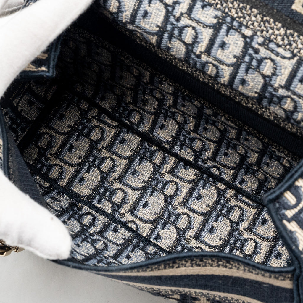 DIOR SMALL DIORCAMP BAG DIOR OBLIQUE EMBROIDERY CANVAS BLUE LGHW
